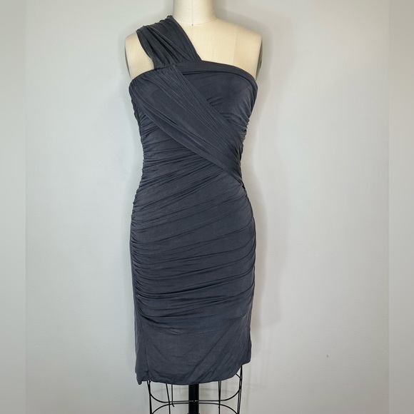 All Saints | Dresses | All Saints Gray Ruched One Shoulder Dress | Poshmark